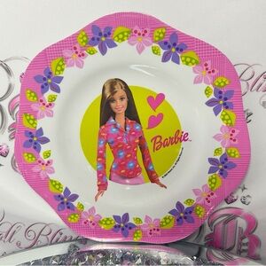 Barbie plate 2002 y2k flower shaped plastic pink green purple rare dinner 🍽️